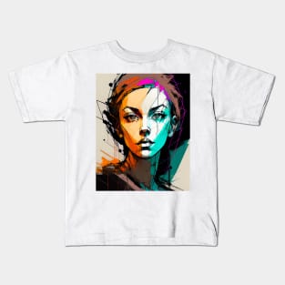 Woman In Color - Digital Portrait Kids T-Shirt